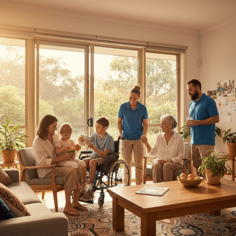 Balancing childcare and disability support for ageing parents in an Australian family home