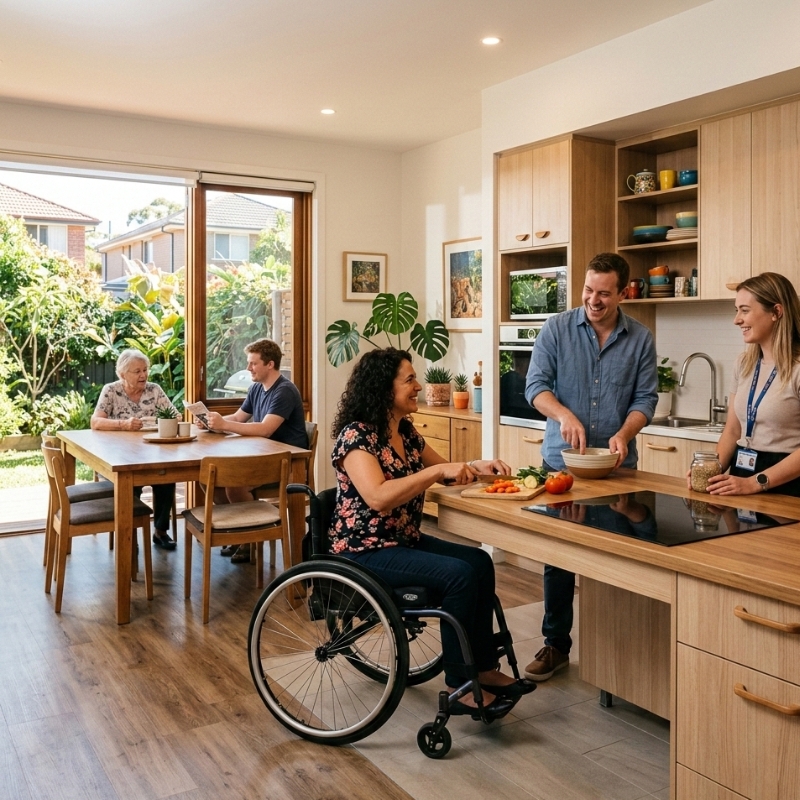 NDIS shared living home setup showing daily routines in a supportive shared environment